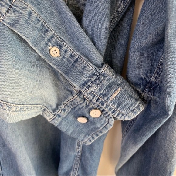 Urban Outfitters Koto Chambray denim western embroidered button shirt boho Top - Picture 7 of 11